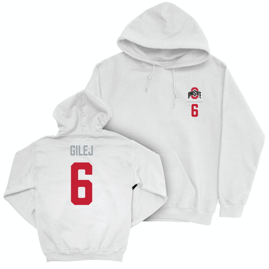 Ohio State Men's Soccer White Logo Hoodie - Thomas Gilej | #6