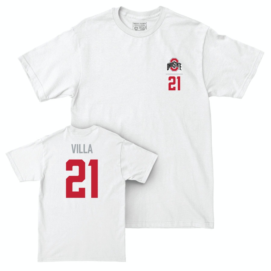 Ohio State Men's Soccer White Logo Comfort Colors Tee - Tommaso Villa | #21