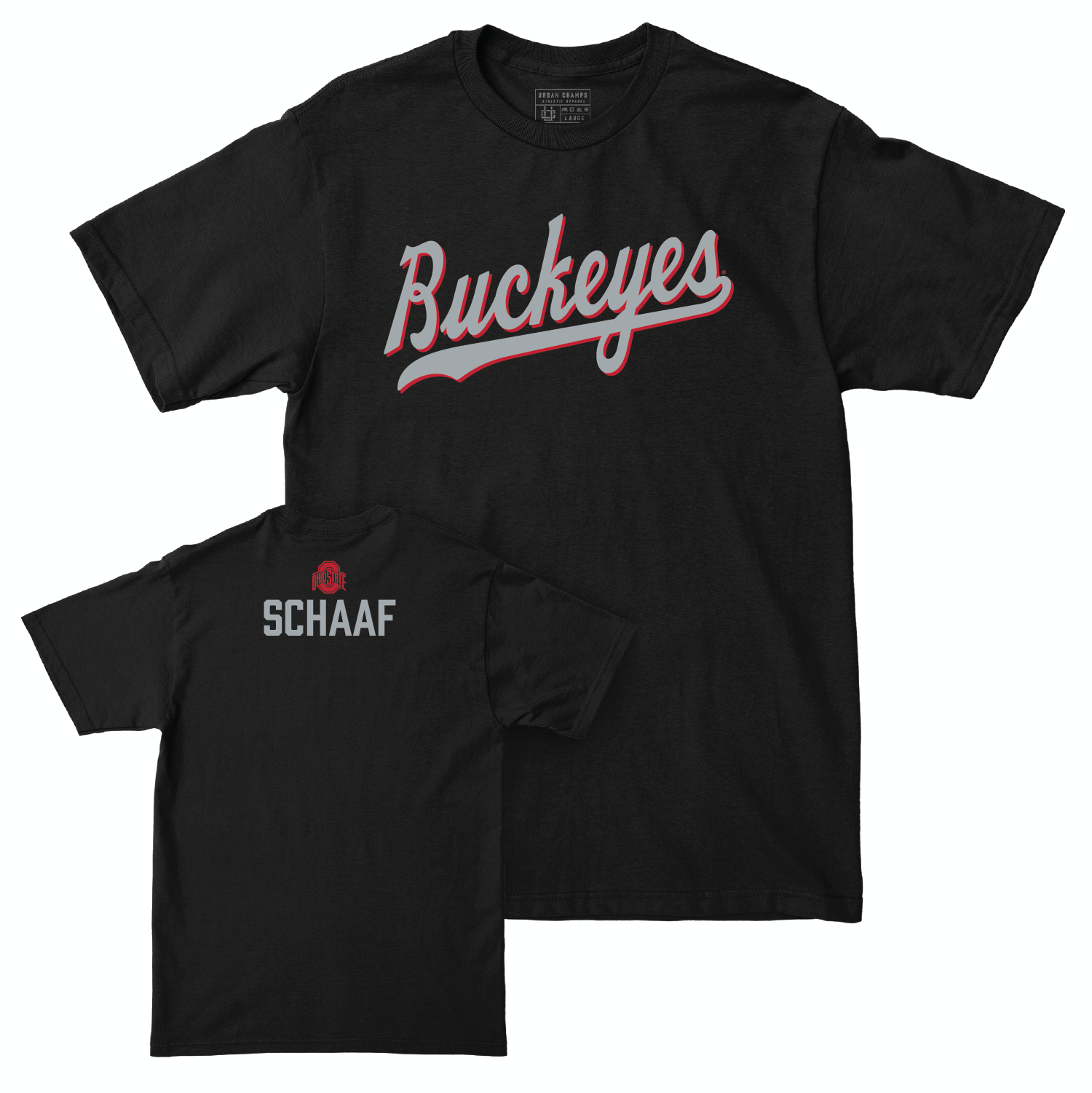 Ohio State Women's Cheerleading Black Script Tee - Emily Schaaf