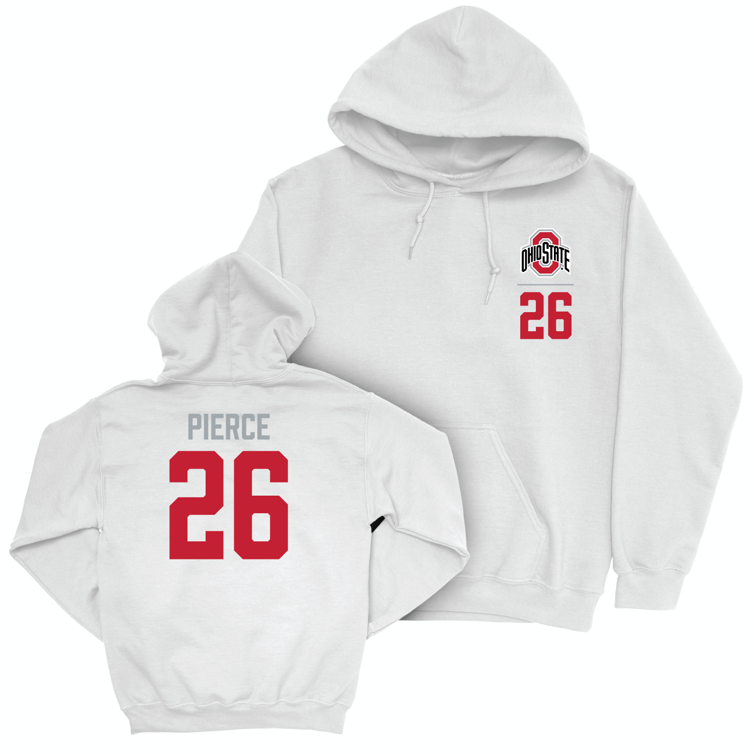 Ohio State Football White Logo Hoodie - Payton Pierce | #26