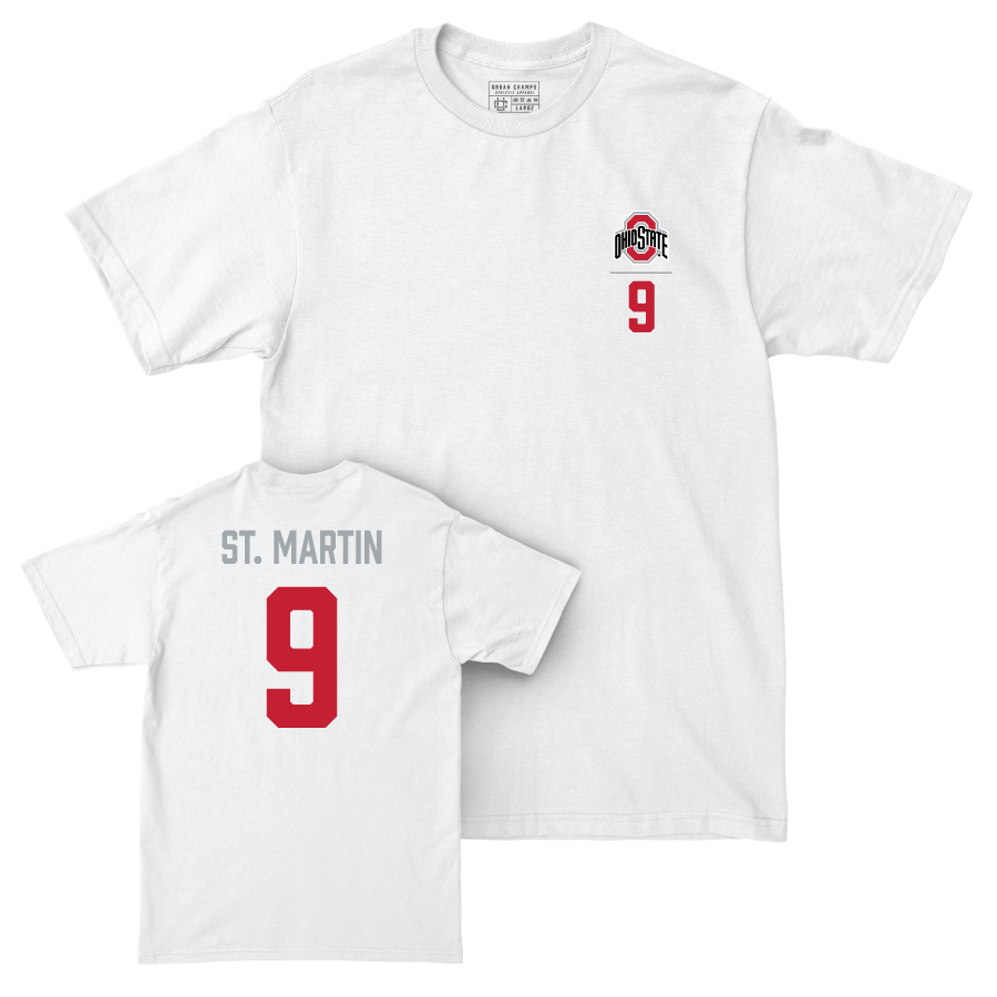 Ohio State Women's Ice Hockey White Logo Comfort Colors Tee - Josie St. Martin | #9