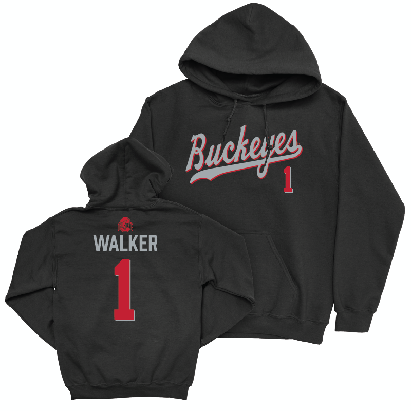 Ohio State Men's Lacrosse Black Script Hoodie - Jewel Walker | #1