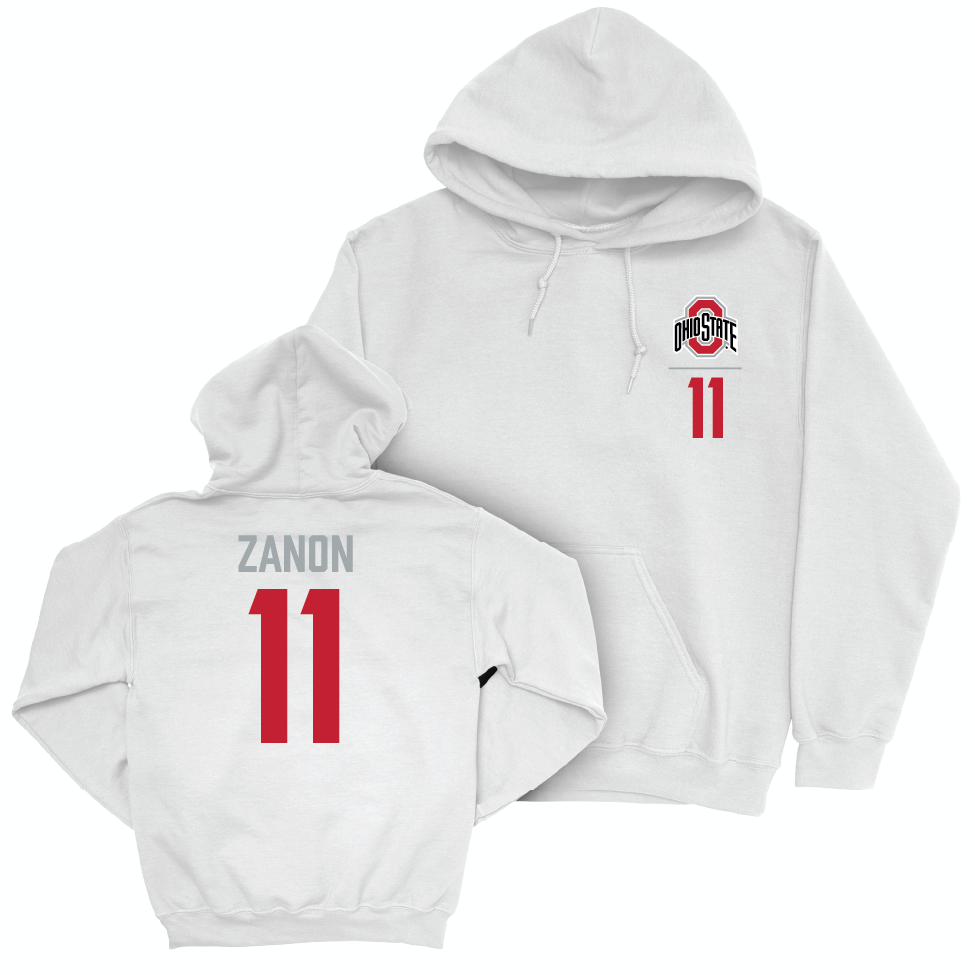 Ohio State Women's Ice Hockey White Logo Hoodie - Kiara Zanon | #11