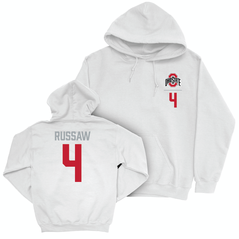Ohio State Football White Logo Hoodie - Qua Russaw