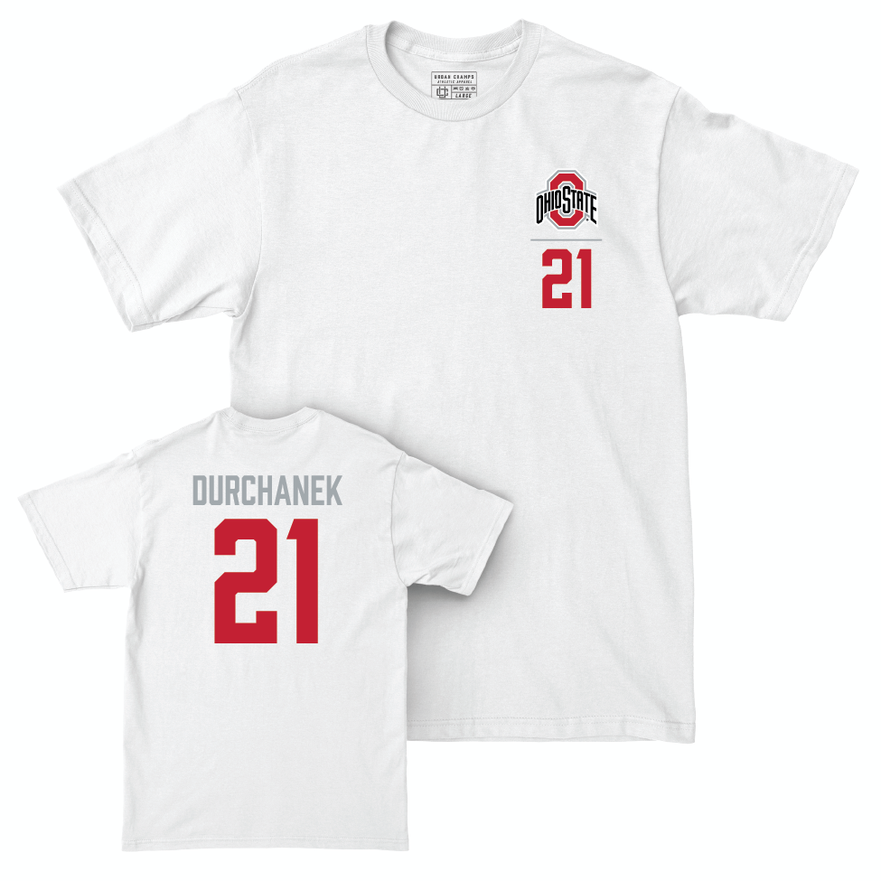 Ohio State Women's Lacrosse White Logo Comfort Colors Tee - Caitlyn Durchanek