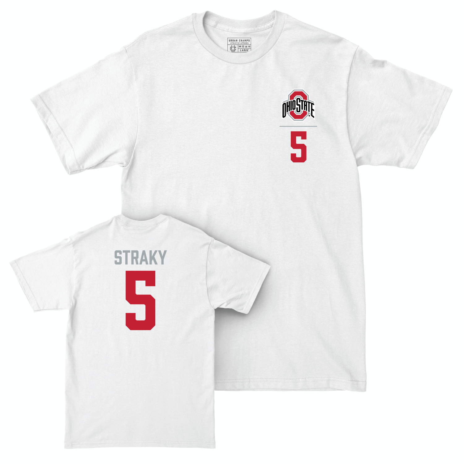 Ohio State Men's Ice Hockey White Logo Comfort Colors Tee - Ethan Straky