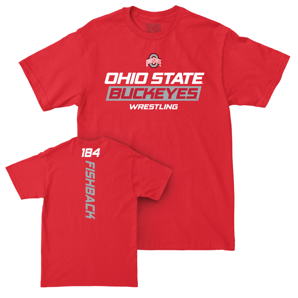 Ohio State Men's Wrestling Red Rush Tee - Dylan Fishback