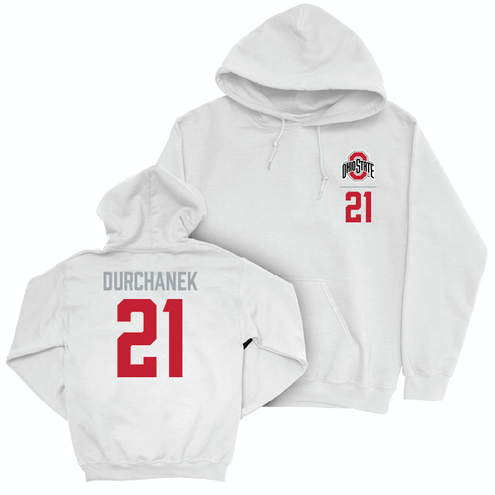 Ohio State Women's Lacrosse White Logo Hoodie - Caitlyn Durchanek