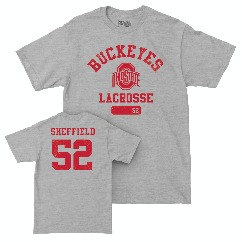 Ohio State Men's Lacrosse Sport Grey Varsity Tee - Brenten Sheffield