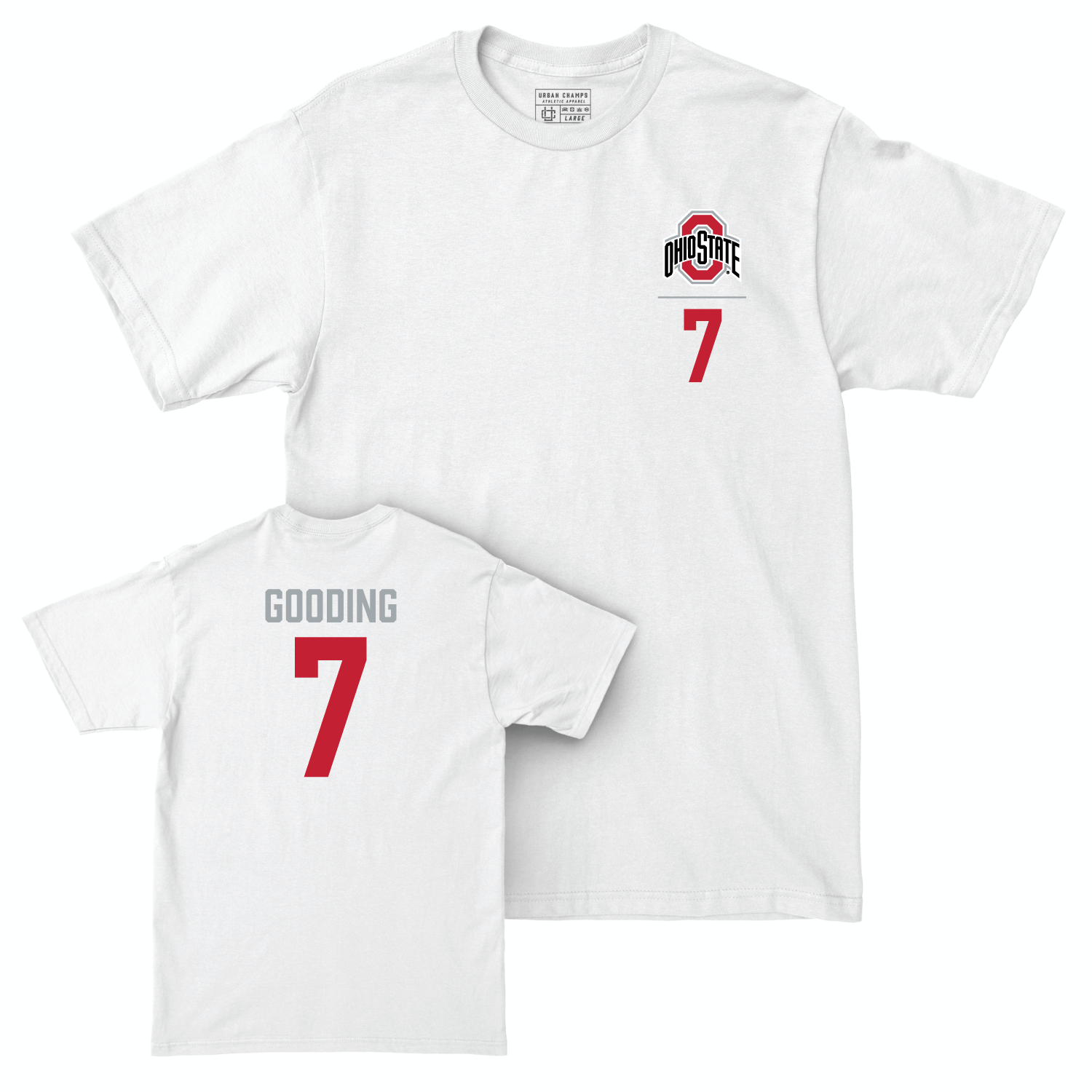 Ohio State Women's Cheerleading White Logo Comfort Colors Tee - Sarah Gooding
