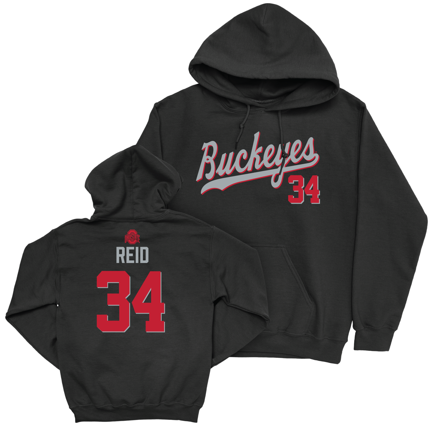 Ohio State Baseball Black Script Hoodie - CJ Reid