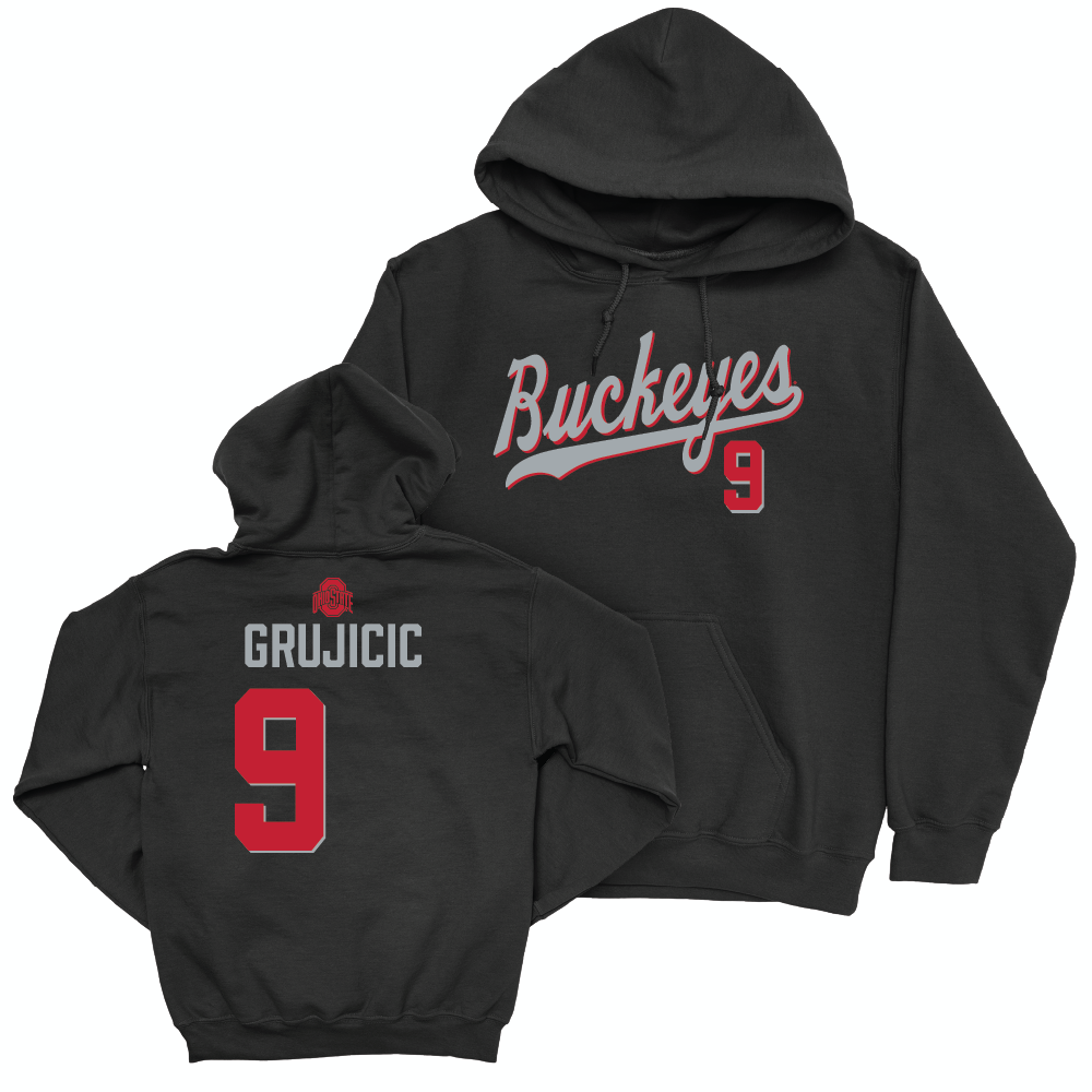 Ohio State Men's Basketball Black Script Hoodie - Mathieu Grujicic