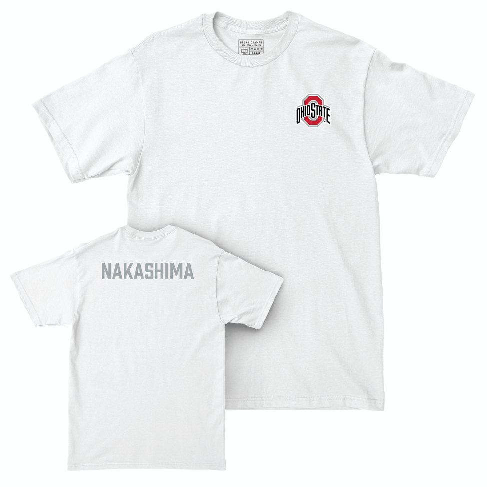 Ohio State Men's Tennis White Logo Comfort Colors Tee - Bryce Nakashima