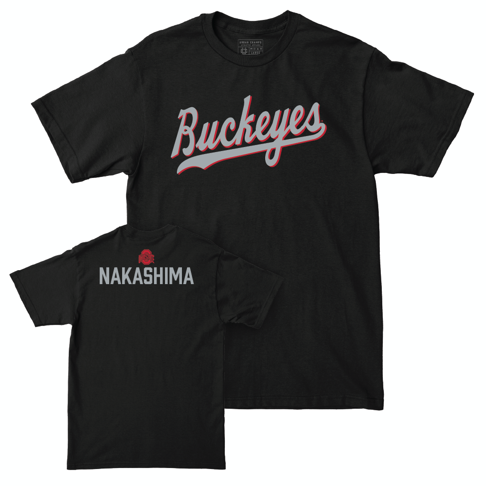 Ohio State Men's Tennis Black Script Tee - Bryce Nakashima