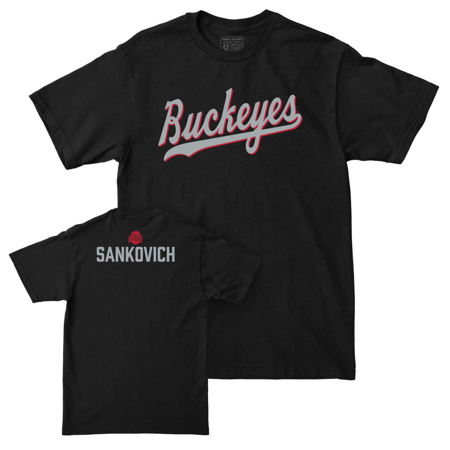 Ohio State Women's Cheerleading Black Script Tee - Sophia Sankovich