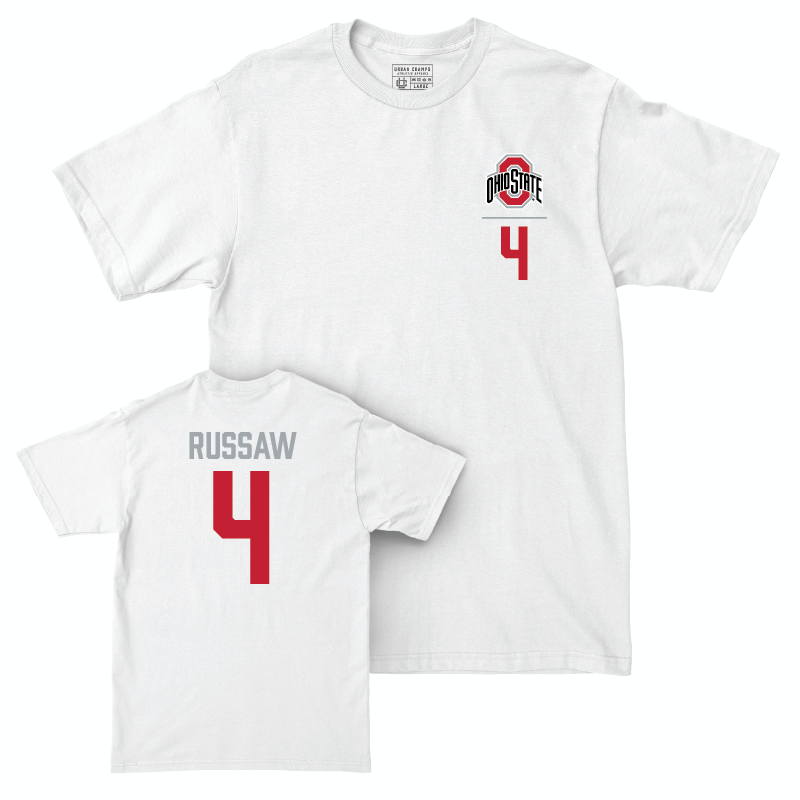 Ohio State Football White Logo Comfort Colors Tee - Qua Russaw