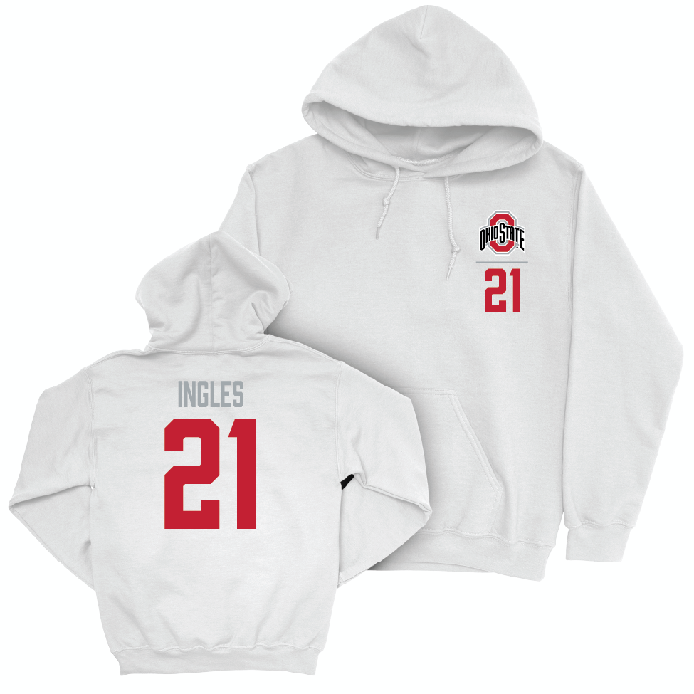 Ohio State Men's Ice Hockey White Logo Hoodie - Bryce Ingles