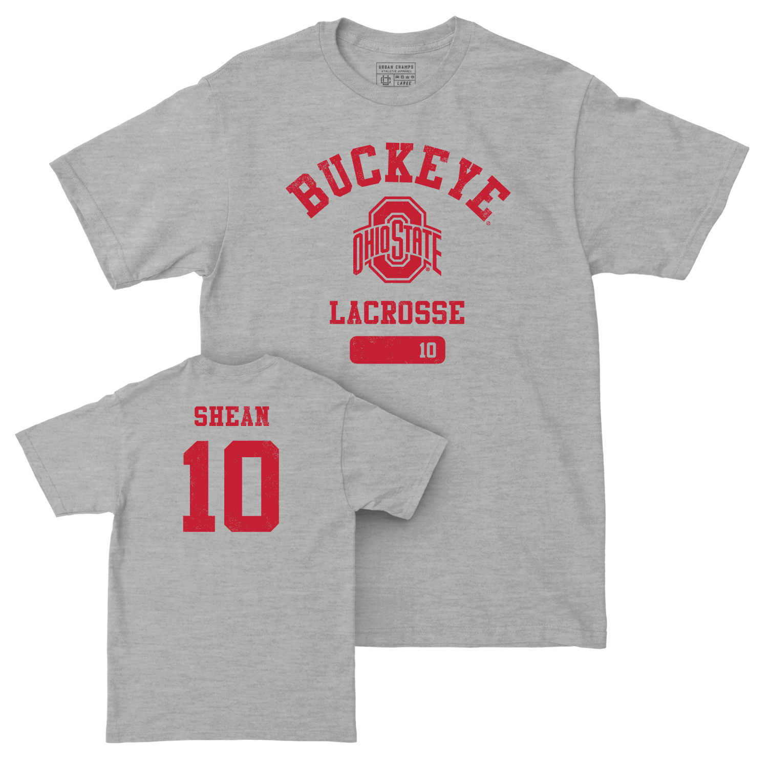 Ohio State Men's Lacrosse Sport Grey Varsity Tee - Ed Shean | #10